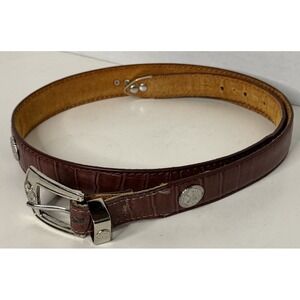 Mens 40 Brown Leather Golf Belt With Silver Buckle & Accents Clubs Golf Ball